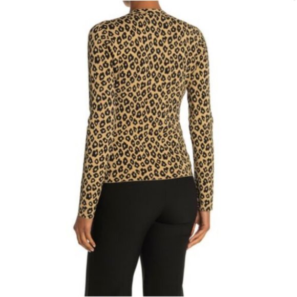 Theory Cardigan Glossed Leopard Sweater Jacket XS - Picture 2 of 13